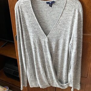 GAP Heather Gray Wrap Sweater
